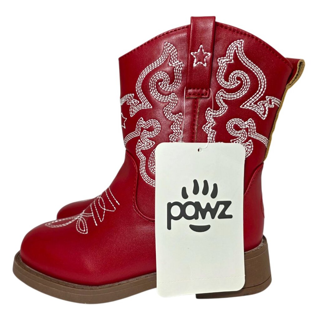 Pawz Cowboy Western Boots Little & Big Boys Zipper Closure Embroidered Detail